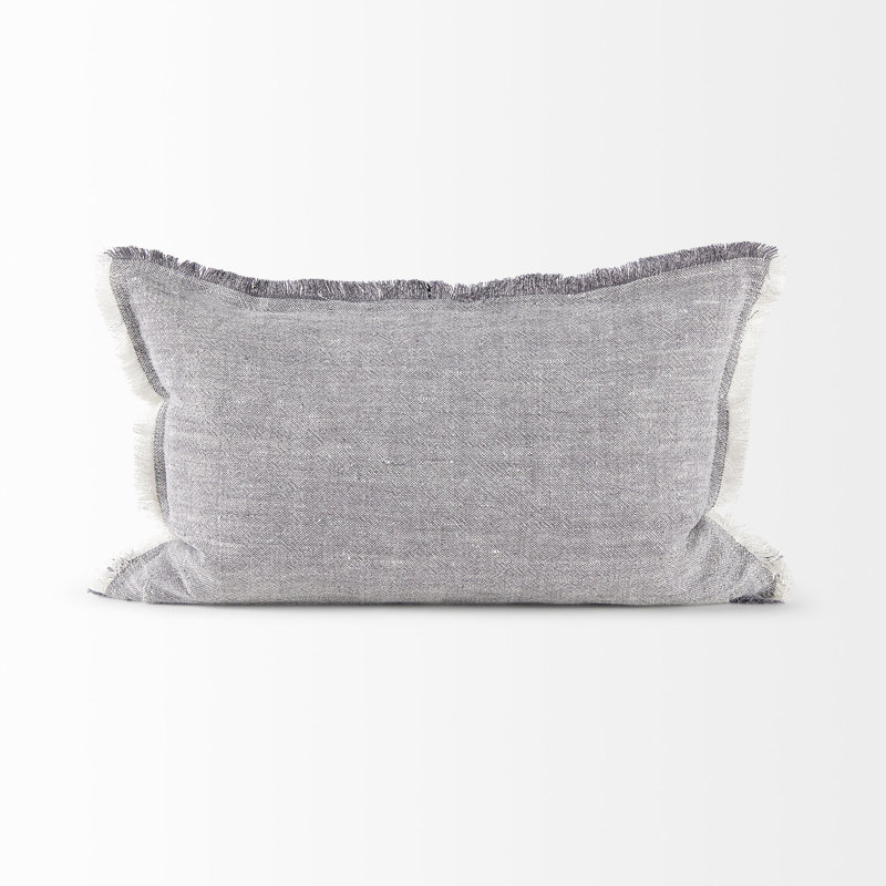 Housse de coussin lombaire à franges gris clair