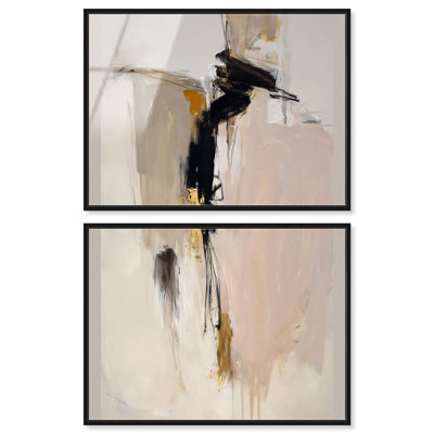 Ensemble de décoration bohème minimaliste Desert Breath I, impression acrylique encadrée par Art Remedy, cadre noir, 44 x 33
