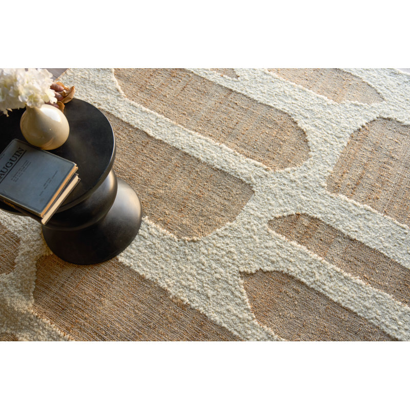 Pompano flatweave Wool/Jute Ivory/Beige Area Rug, 9'X12'