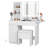 Vanity Desk Set With Led Lighted Mirror & Power Outlet, Makeup Table Top with 3 Open Bookcases, 3 Cubbies, 2 Drawers, Dresser Table for Bedroom, Checkroom-1244200110