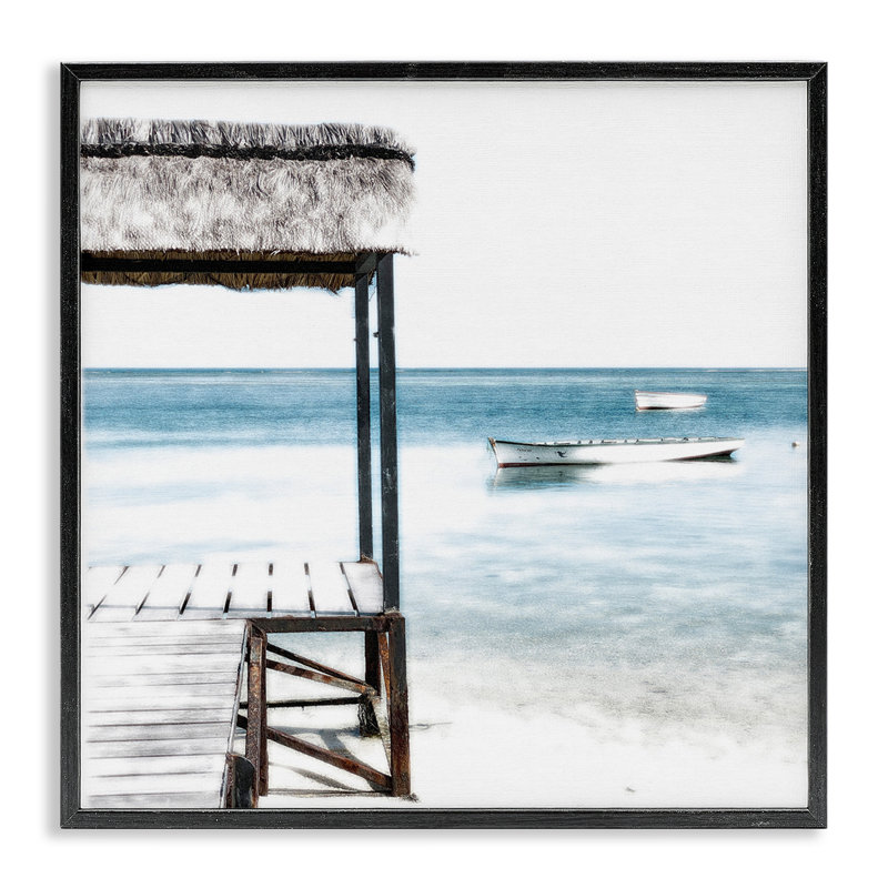 Giclée encadrée Calm Waters Beach Coast, design par Noah Bay, Giclée encadrée noir minuit, H 12 po x l 12 po