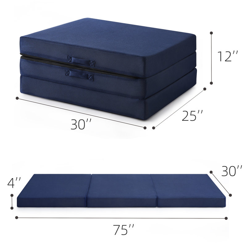 Summer Camping Trifold Mattress,Sleeping Mats for Adults,Memory Foam Folding Pad,Cool and Breathable,Machine Washable Mesh Cover,Floor Mattress,Guest Bed,Compression Packaging,75"x30"x4"
