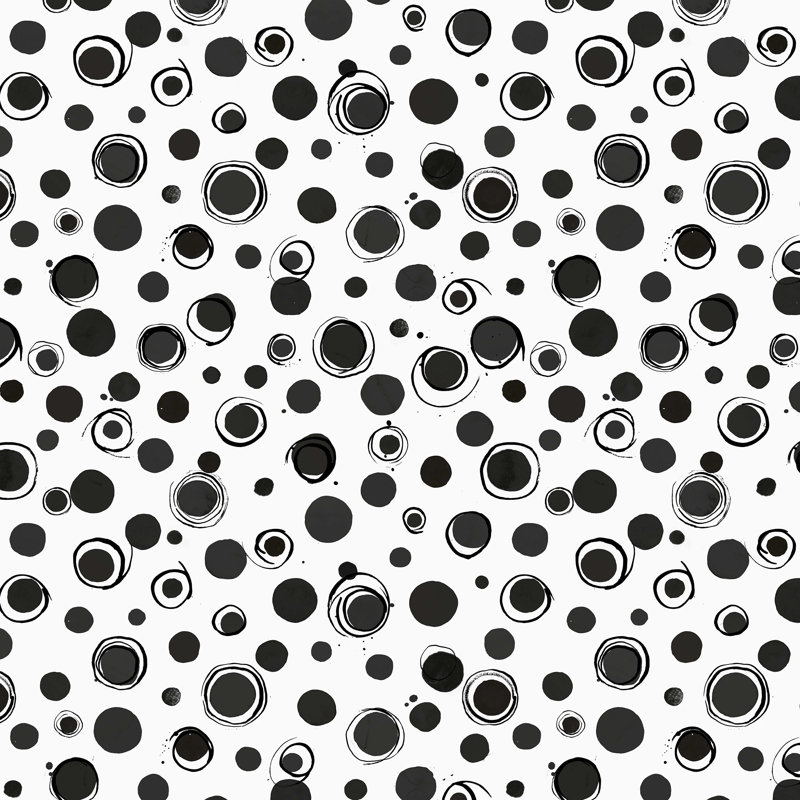 «Adur Ninola Design Polka Dots Bw» par - impression sur toile tendue, H 12 po x l 12 po