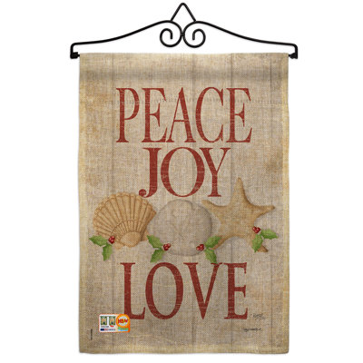 Noël de noël en polyester de 2 côtés 19 po x 13 po paix love love ensemble de drapeau