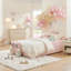Lit plateforme rose à boucle simple, tête de lit à oreilles de lapin, barrière de sécurité et poche de rangement latérale-1365738492