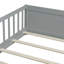 Lit simple gris avec rangement pour livres et rails, fabriqué en bois d'hévéa, 7 lattes de soutien, support compact pour espaces d'assemblage convenables, bois, lattes renforcées, facile