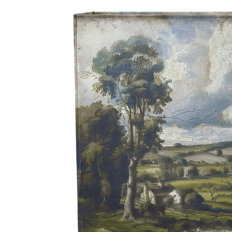 Ensemble de 2 boîtes à livres décoratives avec motifs de paysages de campagne