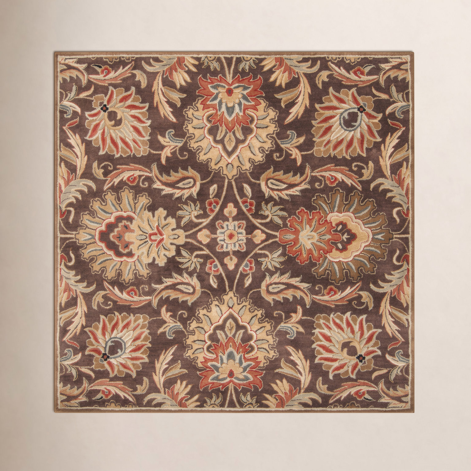Arden Dark Brown Garnet Hand-Tufted Wool Rug, Square 8'