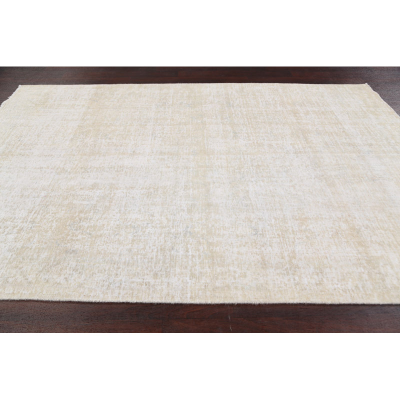 One-of-a-Kind 6'3" X 9'3" 1950s Wool Area Rug in Ivory