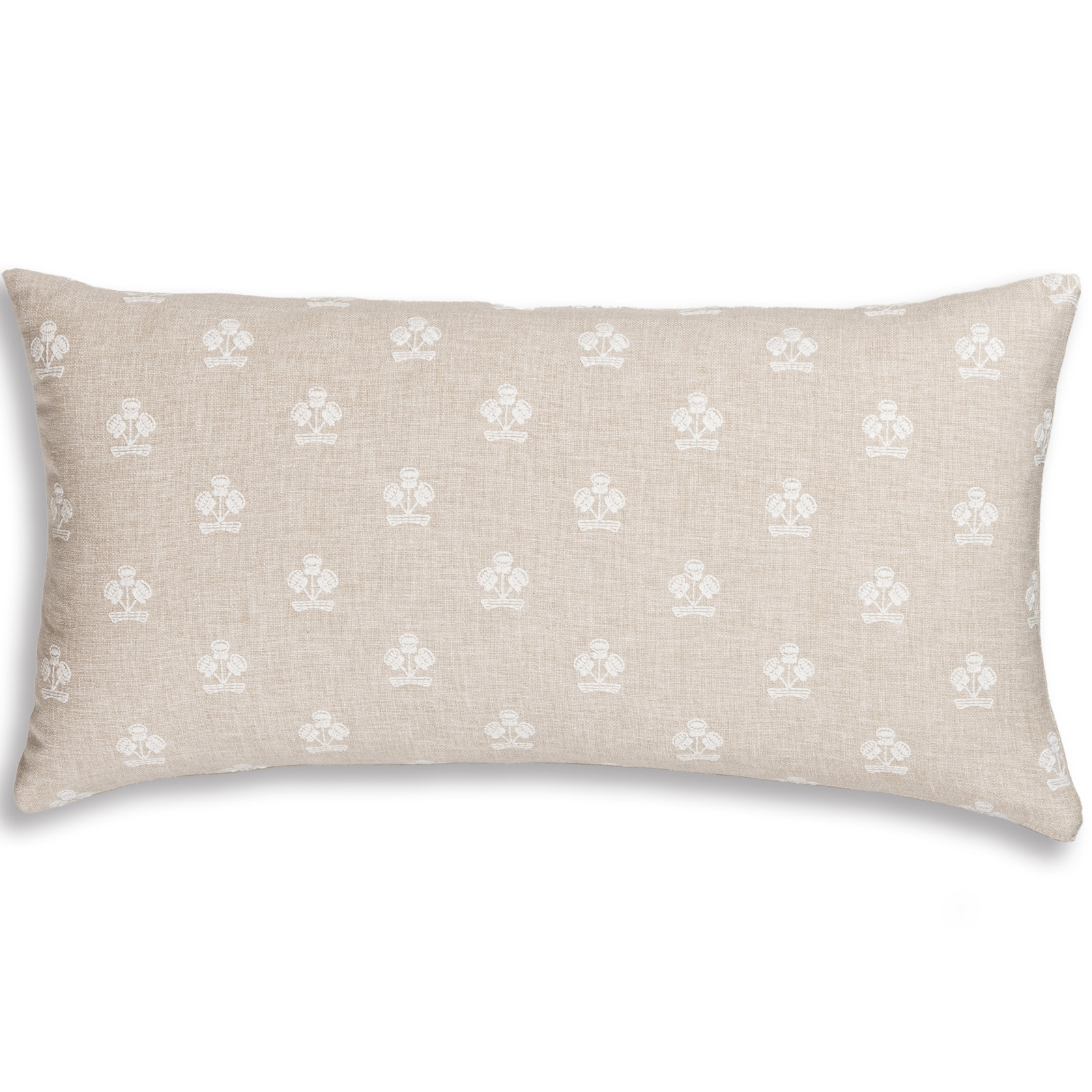 Hamachi Cotton Throw Pillow, Polyester, Rectangle 12"H x 21"W, Linen Beige Floral