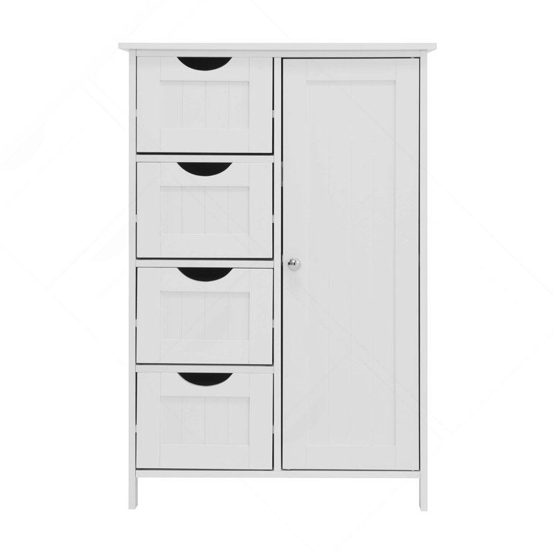 Armoire de rangement pour salle de bain avec tablette réglable et 4 tiroirs