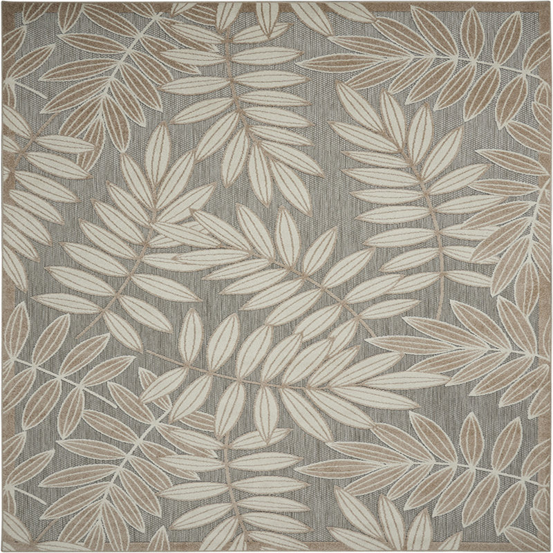 Arnhold Floral Indoor/Outdoor Area Rug in Tan/Cream/Gray, Rectangle 2'8" x 4'