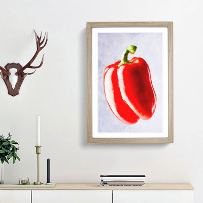 Lone Red Bell Pepper - Framed Print