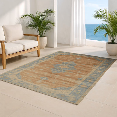 Tapis intérieur et extérieur brun Overdyed