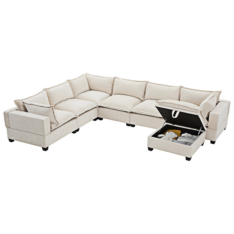 Canapé modulaire modulaire avec repose-pieds de rangement mobile