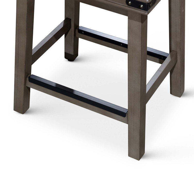 Tabouret Elowen, Tabouret de comptoir (siège d’une hauteur de 24, Gris / noir 2