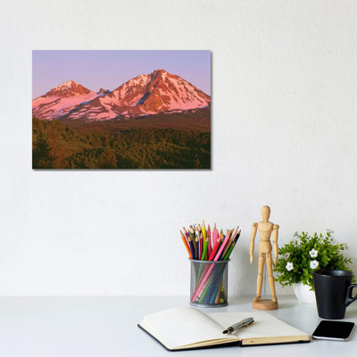 Or, Deschutes Nf. Sunrise Reddens Middle Sister And North Sister In The Three Sisters Wilderness. by John Barger - Wrapped Canvas Print