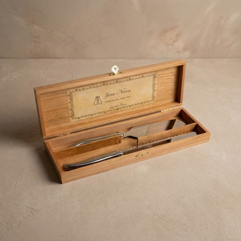 Service à gâteau, acier inoxydable Platine dans une boîte en bois
