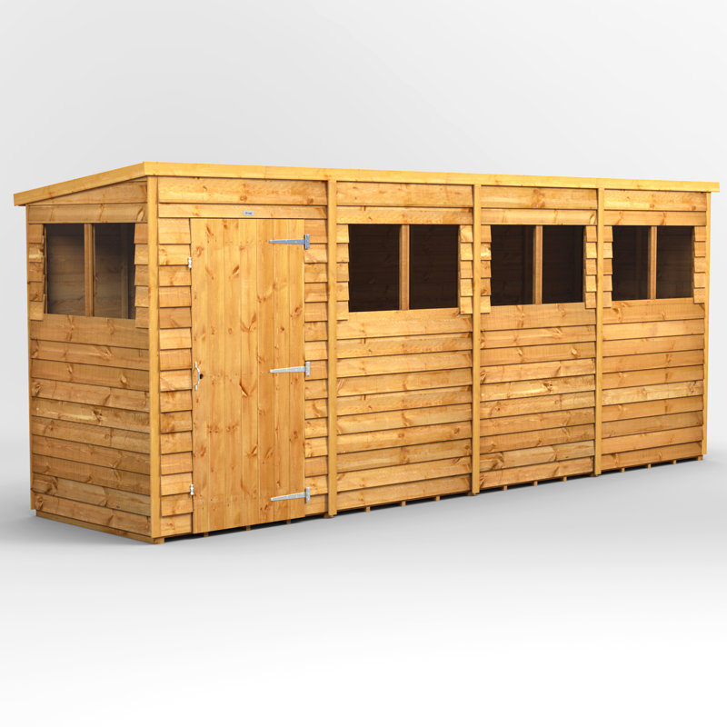 Powersheds 16 x 4ft Timber Overlap Pent Garden Shed