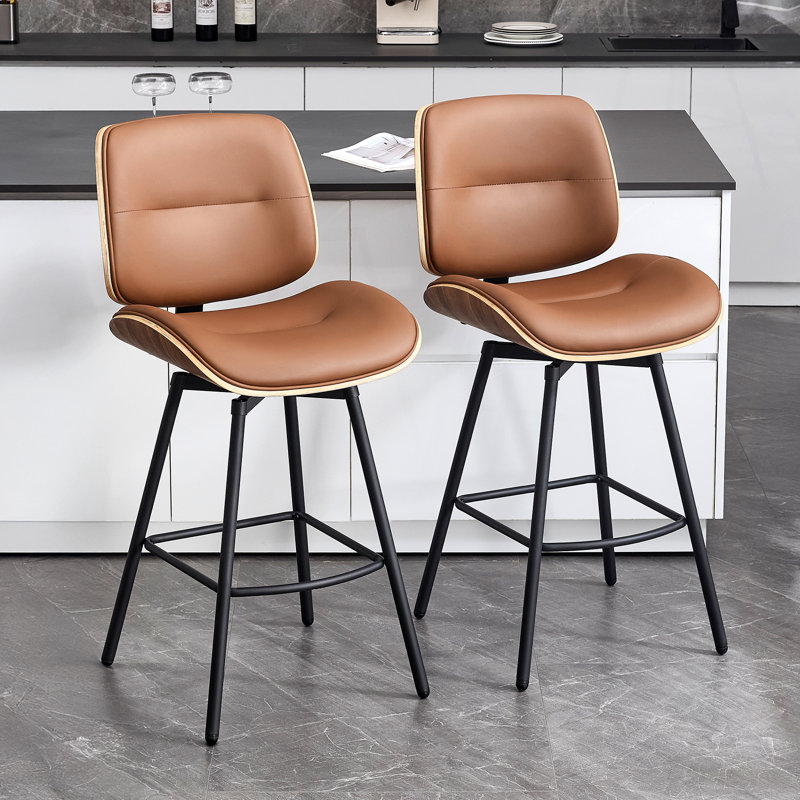 Swivel Upholstered Counter Stool, Brown