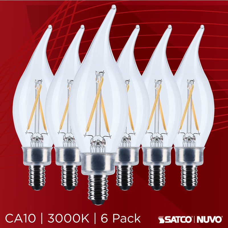 Base de candélabre DEL 4 watts CA10 transparent 3500K CCT 120 Volt, 3000 Kelvins, 200 lumens, 3 W