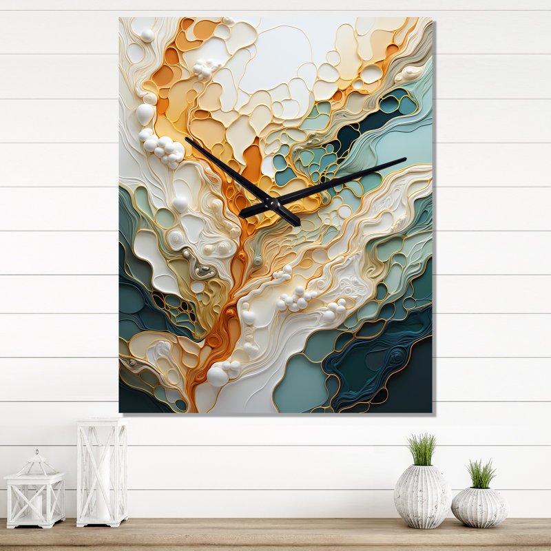 Abstraction organique orange et blanc - art abstrait très grand, H 40 po x l 30 po x P 1 po