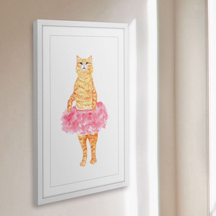 Flannery «Ballerina Cat», reproduction encadrée, H 45 po x l 30 po x P 1,5 po