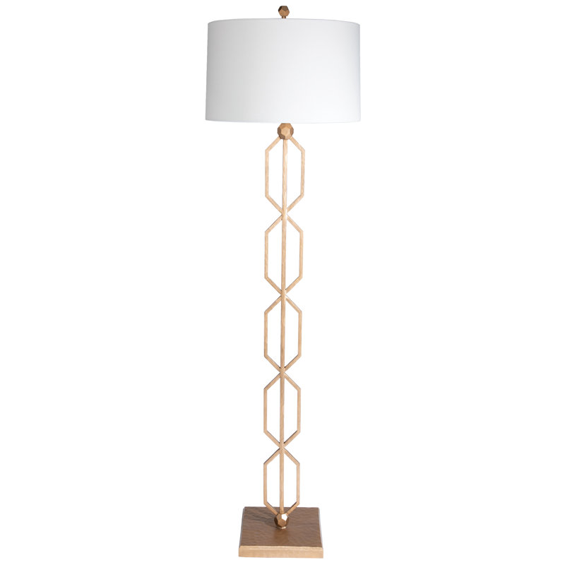 Lampe sur pied Traditional, Blanc, Fer doré