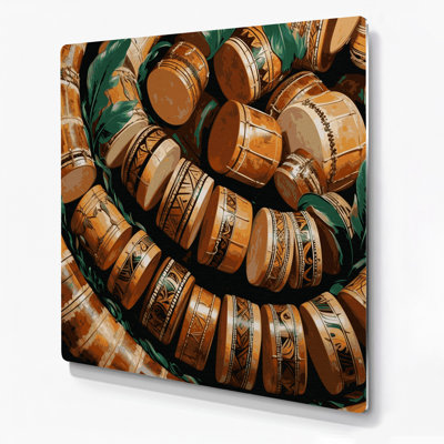 Hawaiian Hawaiian Drums Brown Metal Wall Art