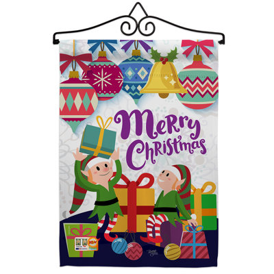 Le père noël de l’université joyeux christams-impressions 2-faces de polyester 19 x 13 po ensemble de drapeaux