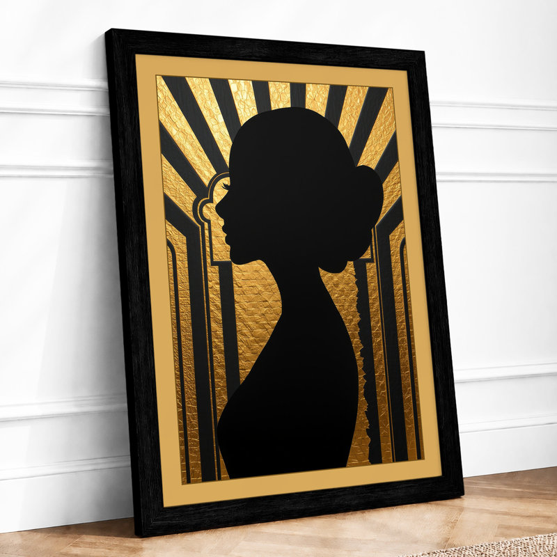 Golden Profile Art Deco - Framed Print, A1 - 84.1 x 59.4 cm, Black