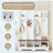 Farmhouse Hall Tree with 8 Hooks, Storage Bench & Open Compartments, White-971754451