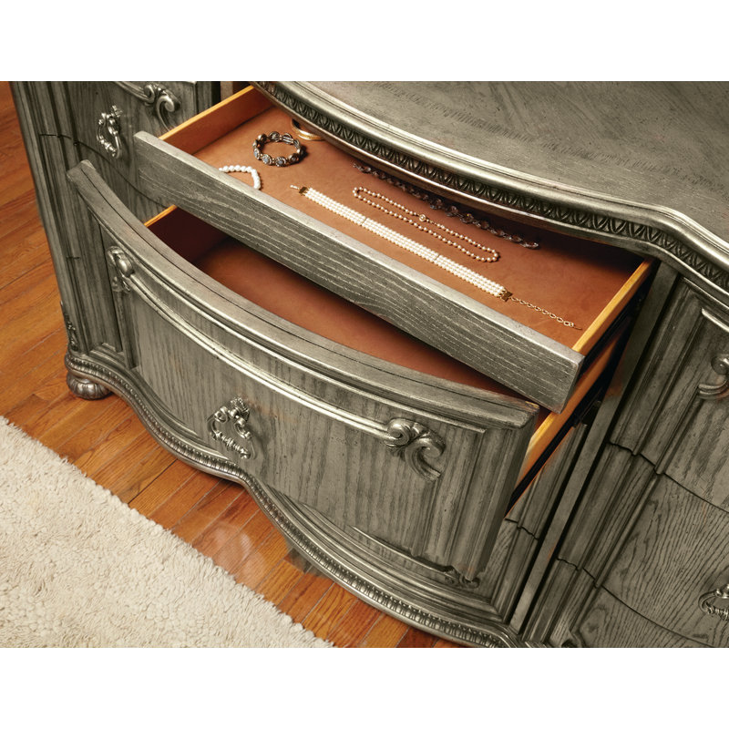 Blissfield 40'' W 5 - Drawer Dresser, Translucent Platinum