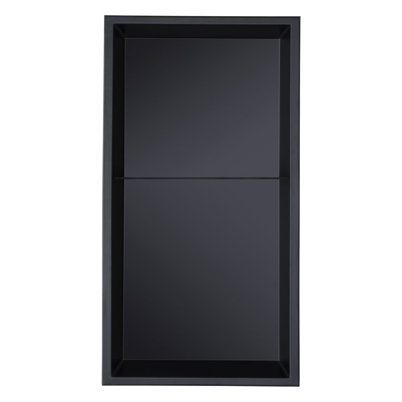 Stainless Steel Chrome Rectangular Recessed Shower Niche Inner Size 18 Gauge, Black
