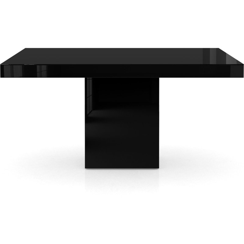 Square Glass Dining Table, Black/Glossy Black