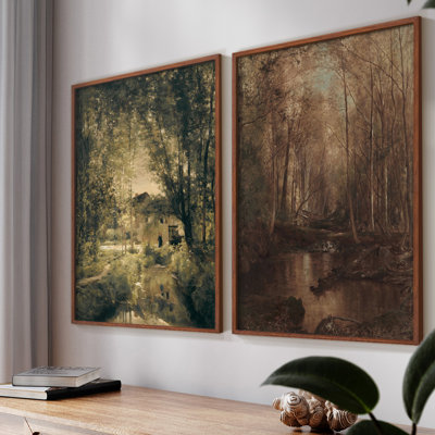 Vintage  Landscape VI  -Framed Giclee Print - Set of 2