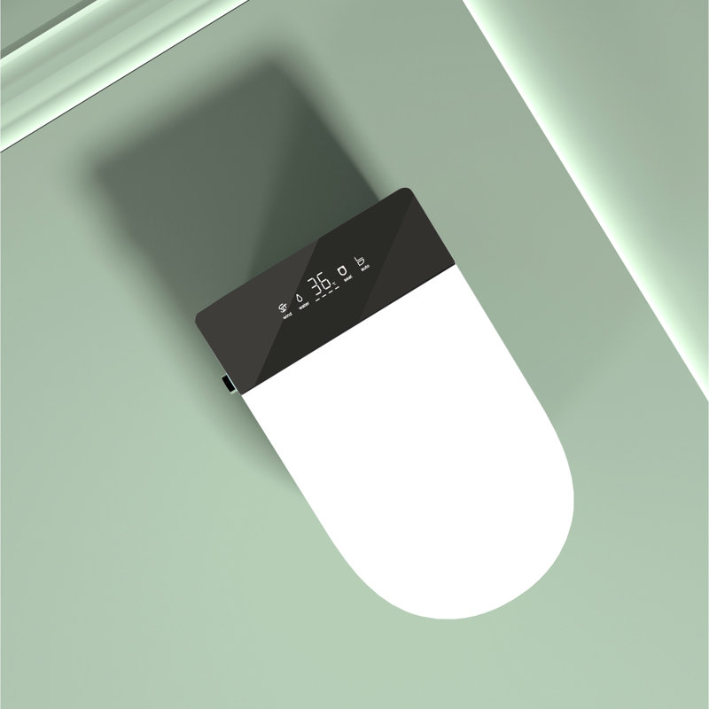 Smart Toilet With Bidet Functionality - Auto Flush, Heated Seat, Warm Air Dry, Compact Bath Modern Open/Close, Dry