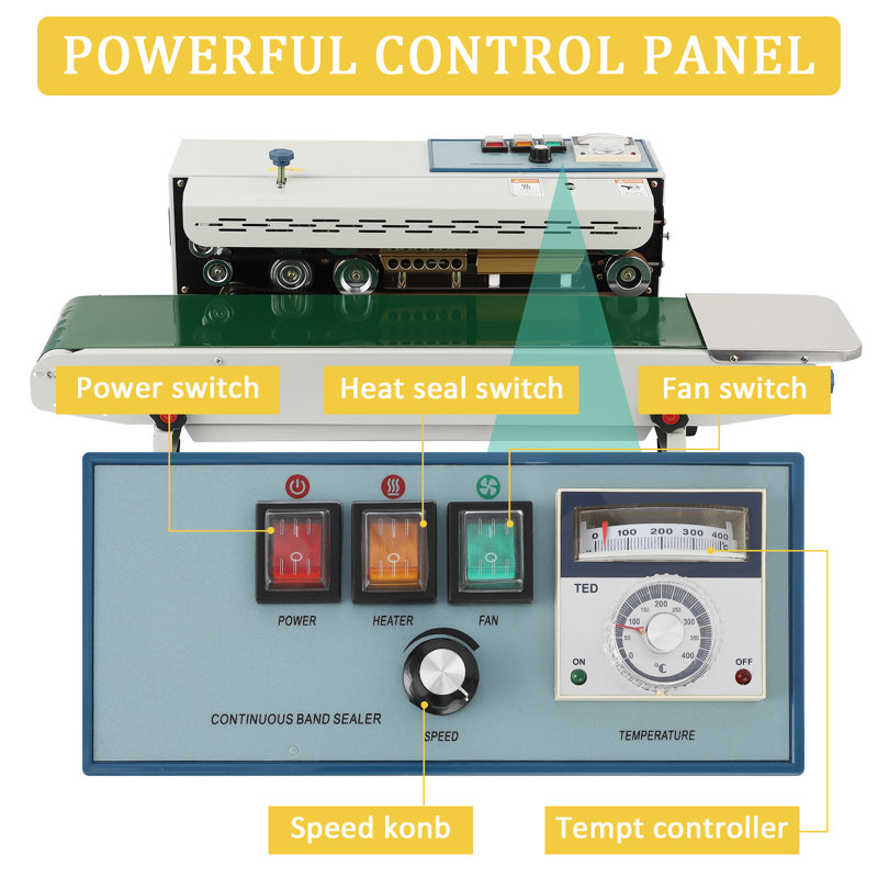 Scellant à bande continue, scellant horizontal automatique à bande Fr-900 110 V, scellant à bande avec contrôle de la température