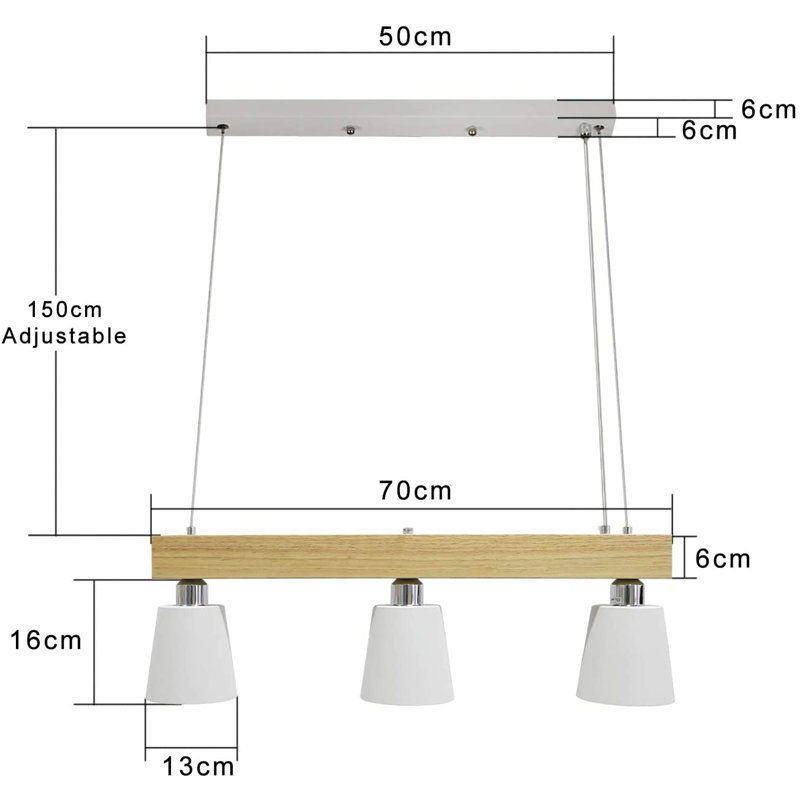 Dasaun 3 - Light Kitchen Island Pendant, White