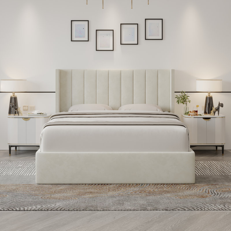 Reman Lift Up Storage Upholstered Platform Bed - Linen