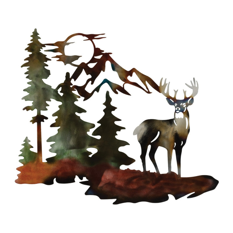 Décoration murale d'extérieur en métal Metallic Lodge - Cerf, Deer