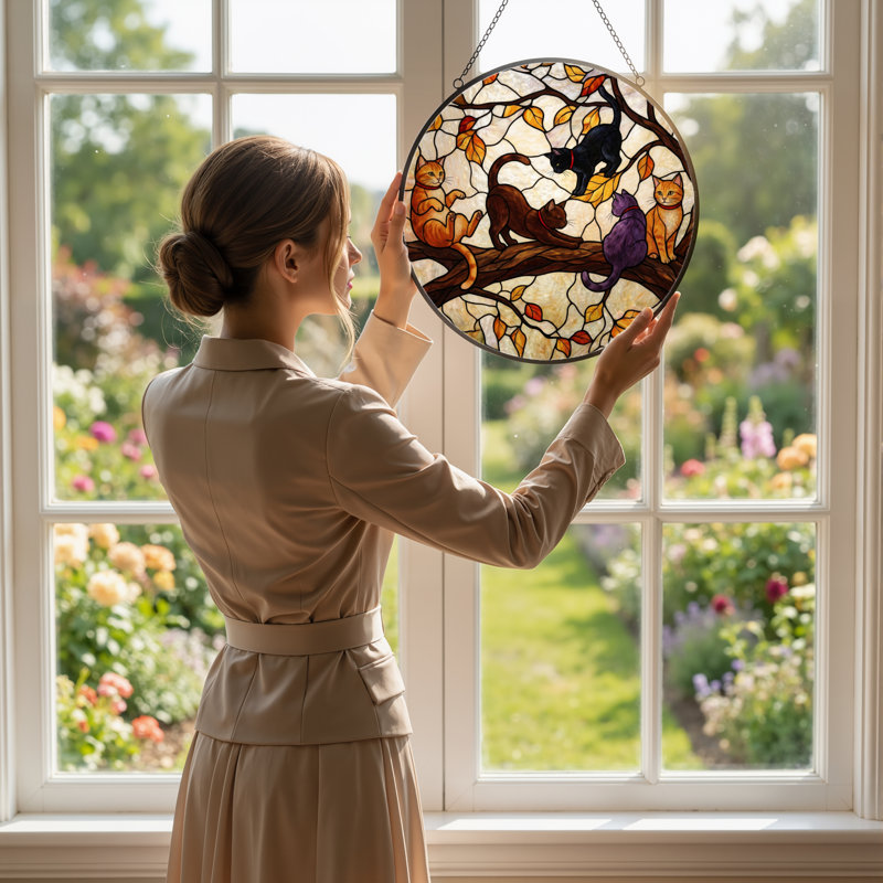 Panneau de vitrail de fenêtre en verre coloré H 7,8 po, H 7,8 po x l 7,8 po