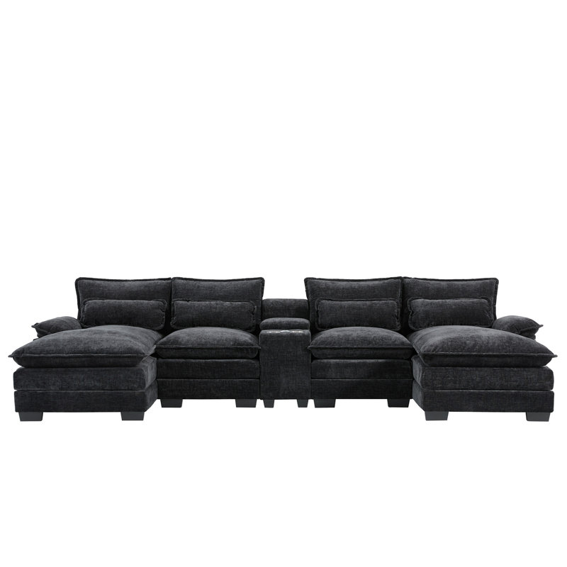 123*55"Modern U-Shaped Sectional Sofa With Console