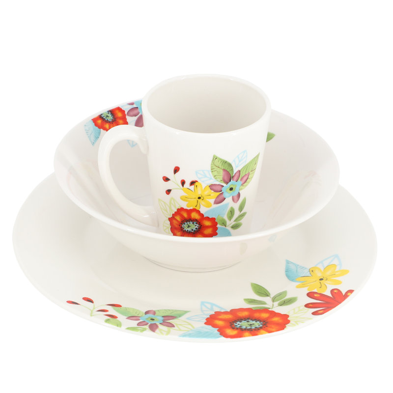 Gibson Home Color Floral 12 Piece Fine Ceramic Dinnerware Set in Multi
