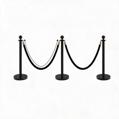 Ensemble de 4/6/8 poteaux et cordes en velours noir - Barrières de contrôle des foules avec base lestée de sable, corde en velours de 1,5 m pour mariages, tapis rouges, fêtes, expositions