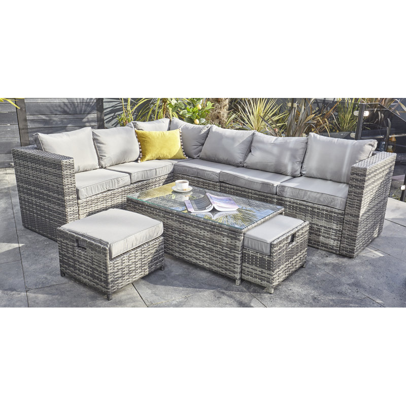 Babson Rattan 9- Person Seating Group, Grey