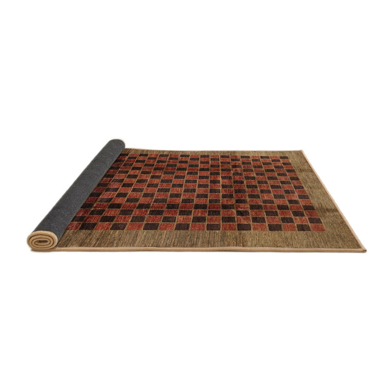 Tapis contemporain brun / rouge, Rond 3 pi