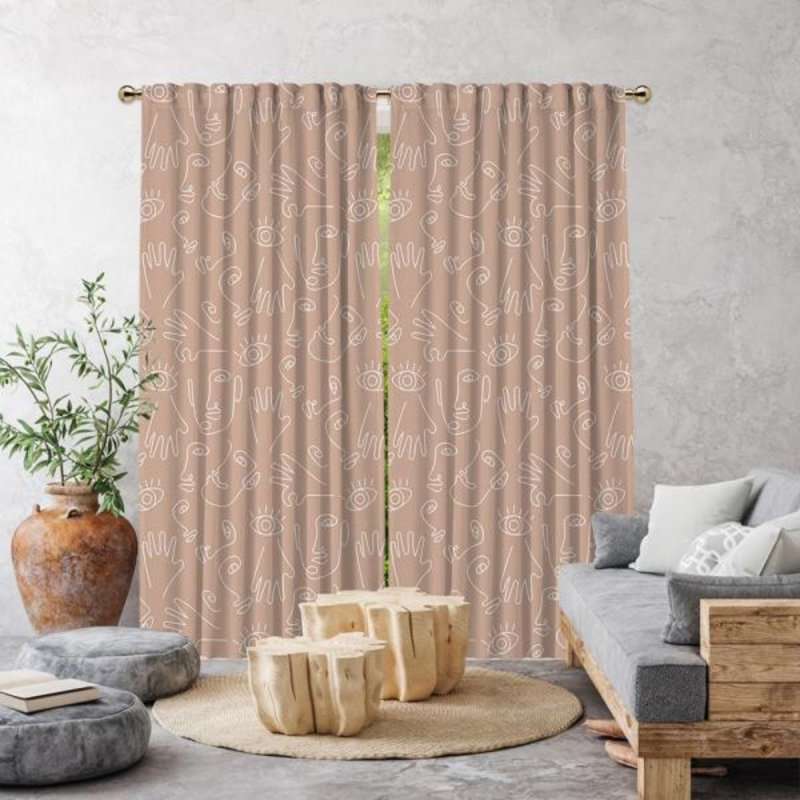 Bowlby Semi Sheer Curtains, Salmon, 140cm Width x 175cm Drop
