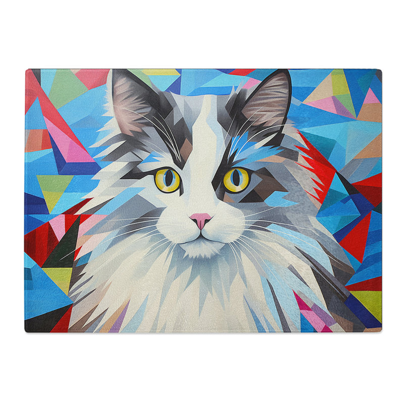 Ragdoll Cat Geometric  Glass Chopping Board