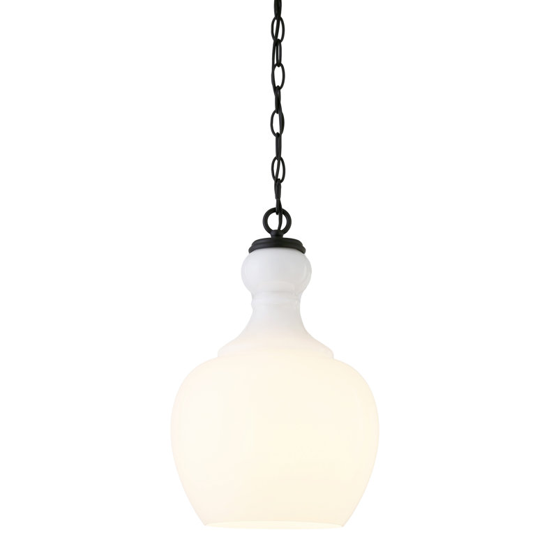 Verona 1 - Light Single Pendant, Blackened Bronze, White